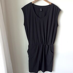 Prana Norma Dress Black Pockets Adjustable Waist Pull On Outdoor Travel Size L